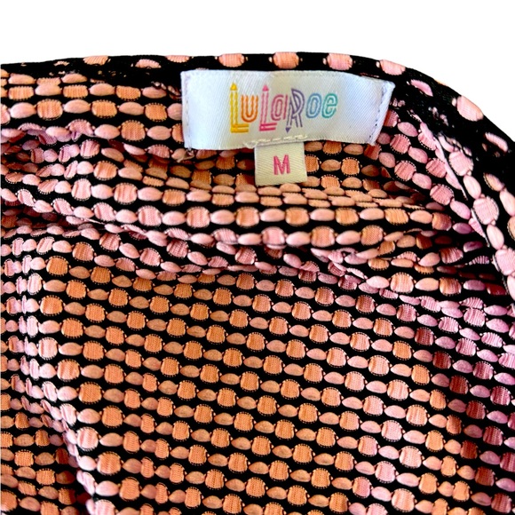 LULAROE pink & black Sarah Open Front Dot Textured Midi Cardigan size M - Picture 2 of 5